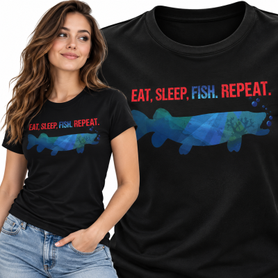 KOSZULKA DAMSKA  WĘDKARSKA EAT SLEEP FISH